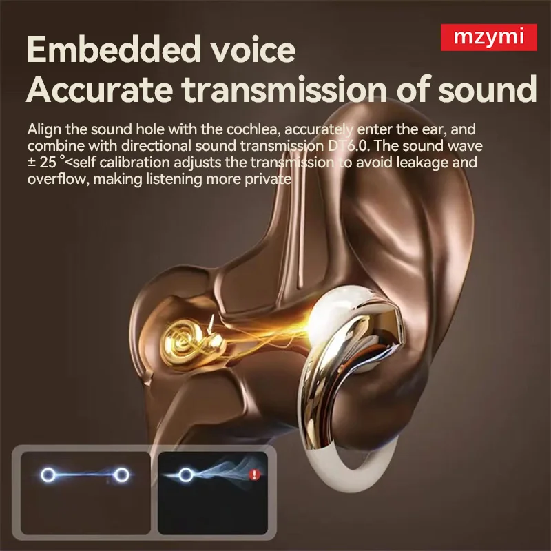 mzymi YX38 Wireless Headset New Fashion Earring Style Headphone Ear Hook Bluetooth5.4 Touch Control Earphone For XIAOMI