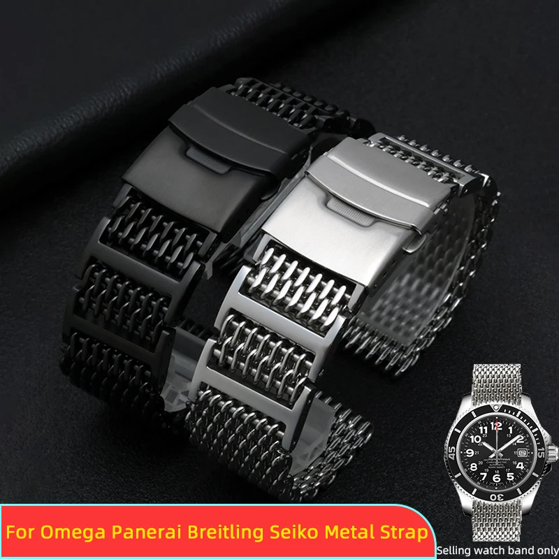 

20mm 22mm 24mm stainless steel strap bracelet for TAG Heuer Carrera Monaco Men Cool Shark metal strap Seiko Omega Breitling band