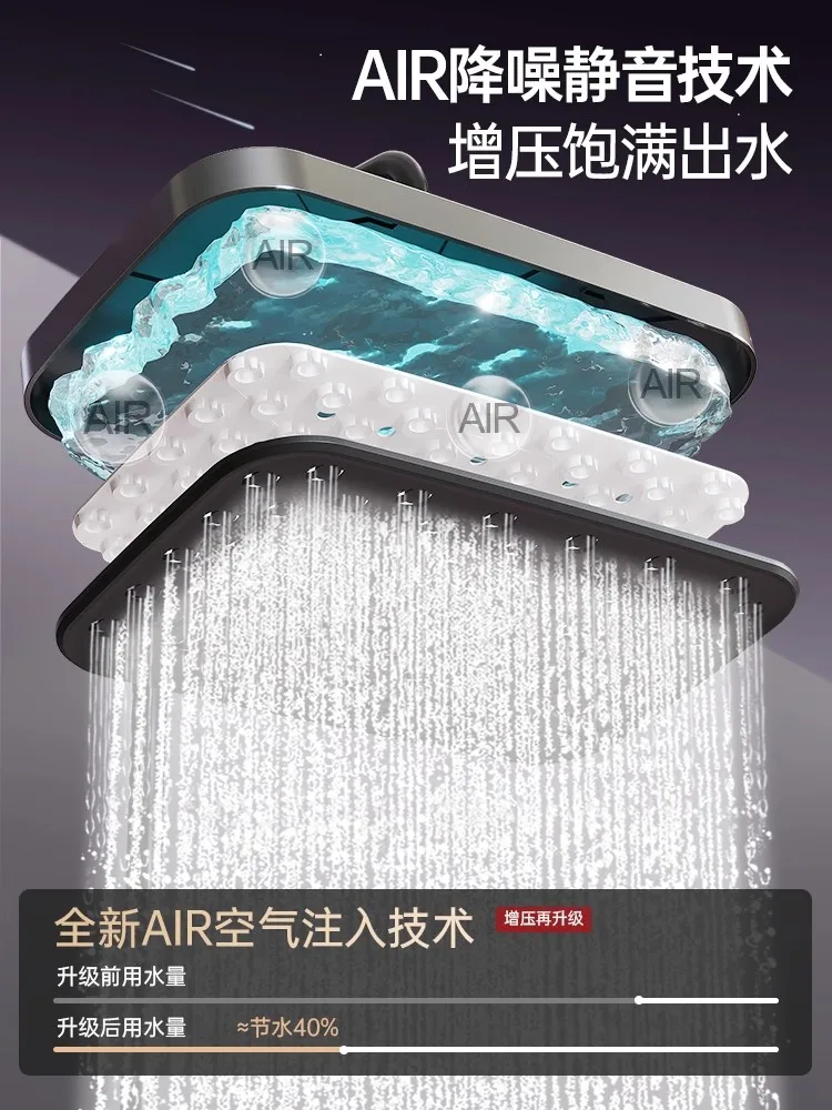 Nuovo soffione doccia a pioggia ad alta pressione di grandi dimensioni da 36 cm Soffione doccia a pioggia sopraelevato con grande flusso 360 °   Rotazione Risparmio idrico