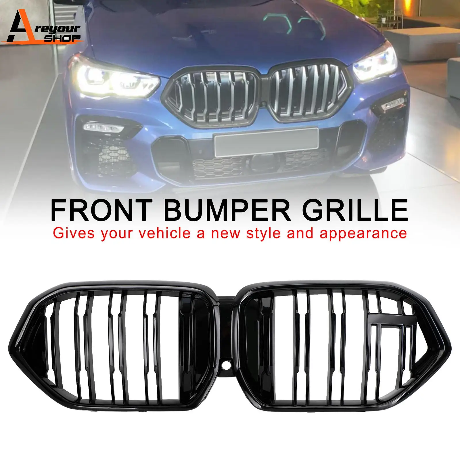 

Areyourshop решетка переднего бампера, подходит для BMW X6 G06 M50i 2020-2022 с отверстием для камеры, черные автомобильные аксессуары