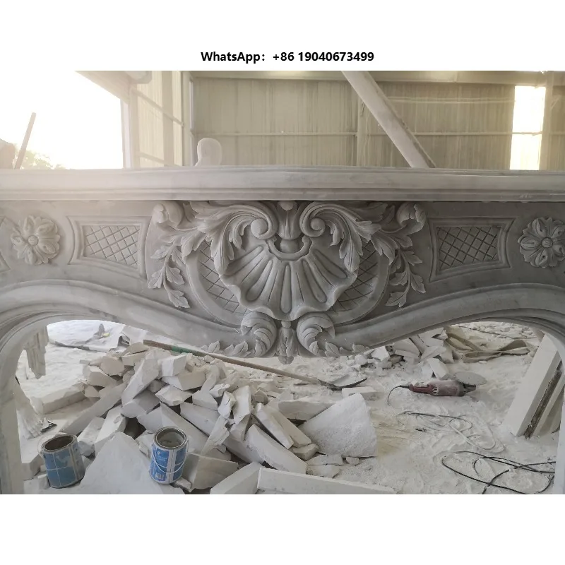 Hand Carved Modern Extra Large Marble Fireplace Mantle Remote Control Bespoke Service xyl