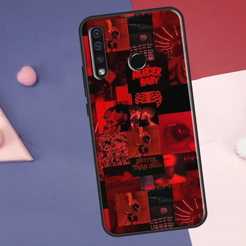 Red Aesthetic Collage Case For Huawei P30 P20 P40 P60 Pro Nova 9 5T P Smart Honor Magic 5 Lite X8 X9a 50 70 Cover