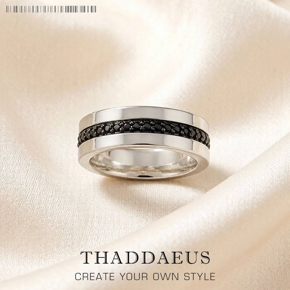 Band Ring Eternity Classic Black Europe Style Fine Jewerly For Men & Women Gift In 925 Sterling Silver