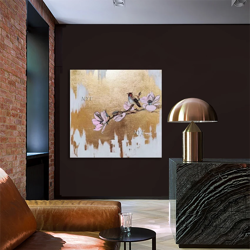 

Настенное искусство на холсте, абстрактная картина птицы, современная декоративная детская комната, большая картина из золотой фольги, без рамки, новое поступление