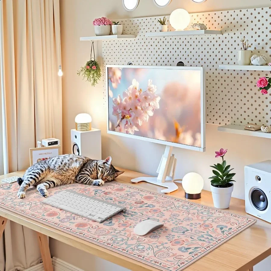 

Desk Mat for Keyboard and Mouse Large Mouse Pad Desk Pad Mat AntiSlip Big Mousepad with Stitched Edges for Computer Desktop Pin