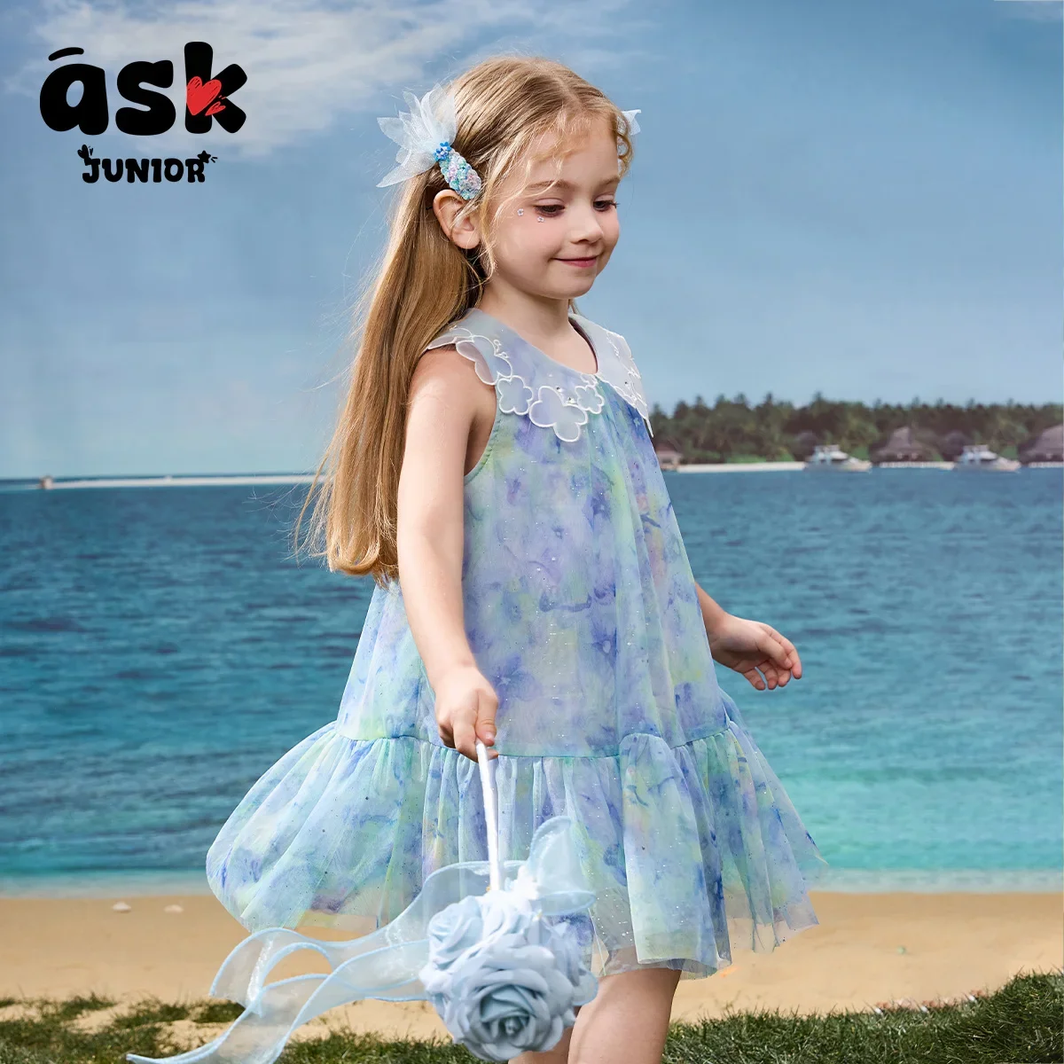 اسأل فستانًا صيفيًا متباينًا للفتيات الصغيرات متوسطًا وطويلًا