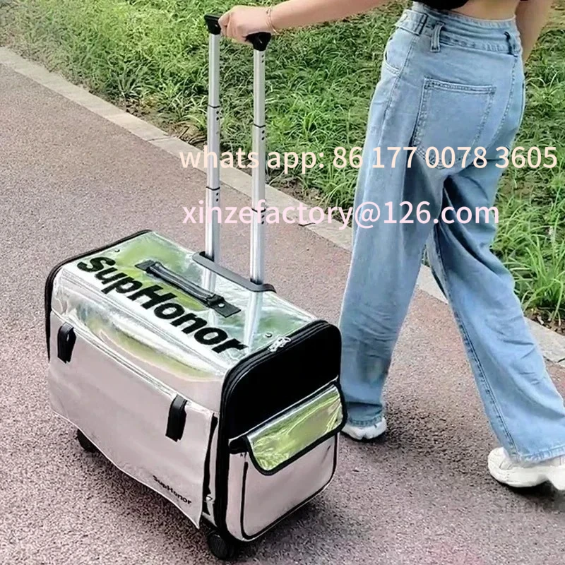 

Customizable Pet trolley case cat bag portable going out cat dog luggage aviation large capacity cart