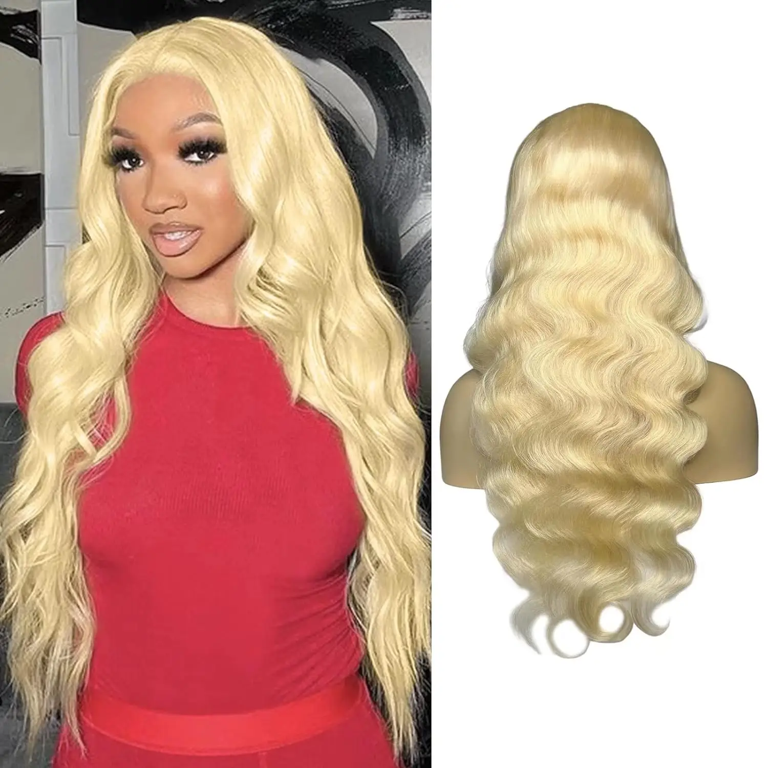 Rosabeauty 613 HD Transparent Body Wave 13x6 Blonde Lace Front Human Hair Wigs 250 Density 13X4 Frontal Wig Preplucked For Women