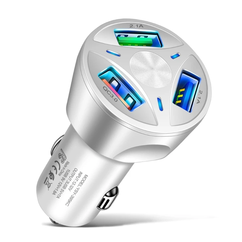 USB Car 3 In 1 USB Adapter QC3.0 Fast Charging Tablet Car Adapter