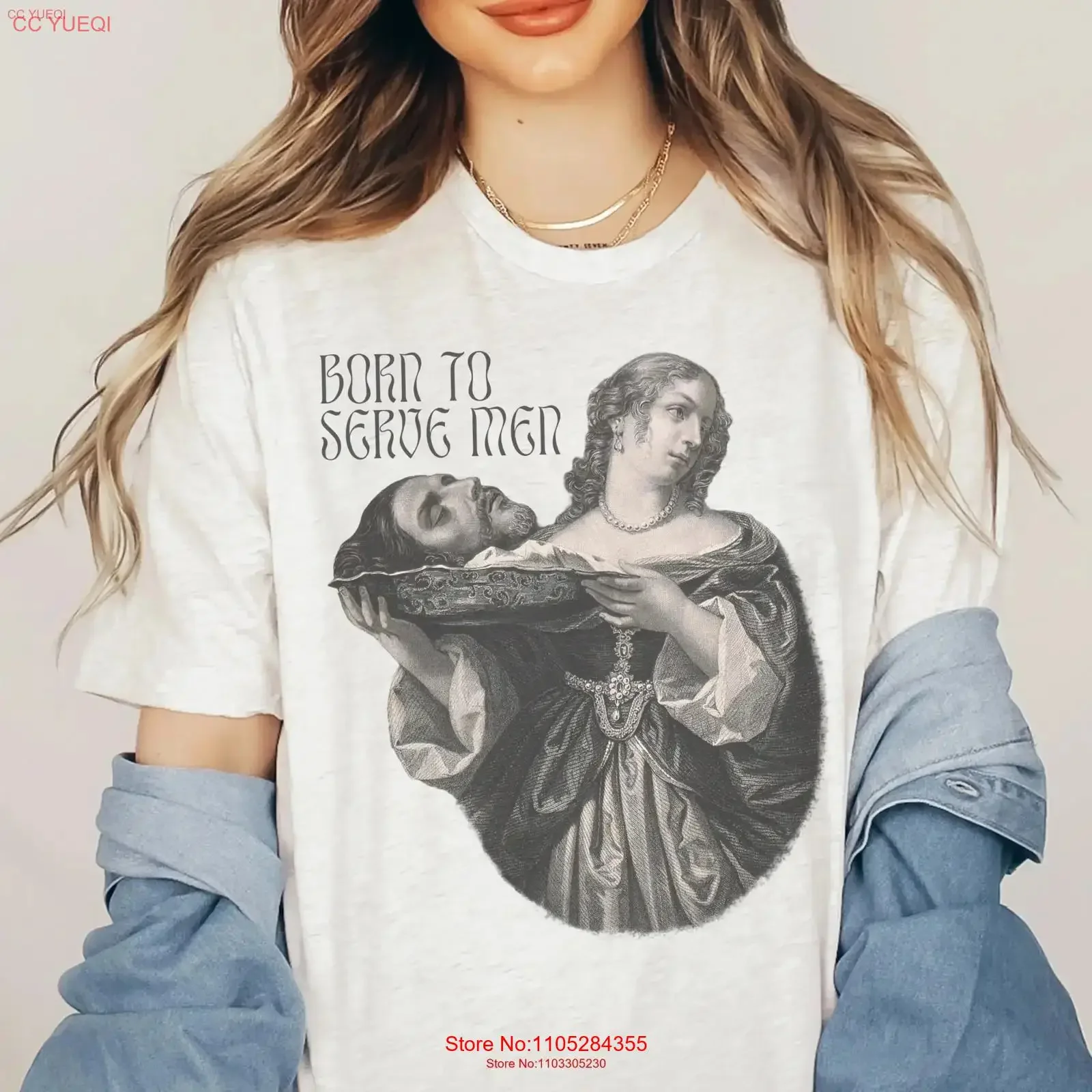 Born to Serve Herren-T-Shirt mit dem Motiv „Head of John the Baptist Angry FeminisT Burn Patriarchy Women's Rights“, Vintage-Stil, gewaschen, stilvoll