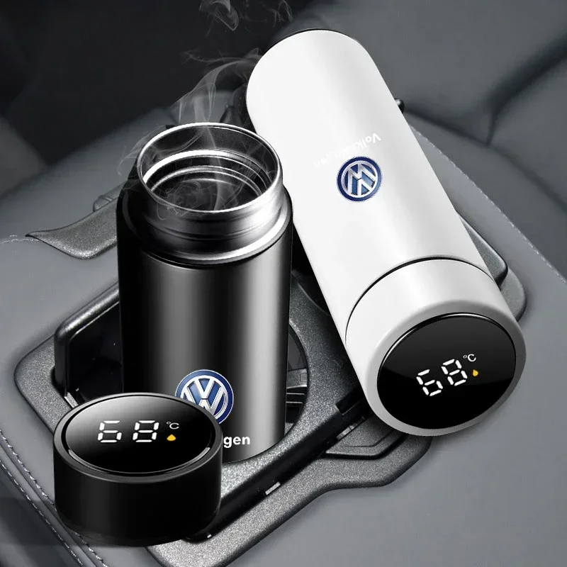 Car  For Volkswagen VW Car Smart Thermos Bottle With Temperature Display Coffee Cup For Volkswagen Golf-5 6 7 Bora Jetta POLO MK