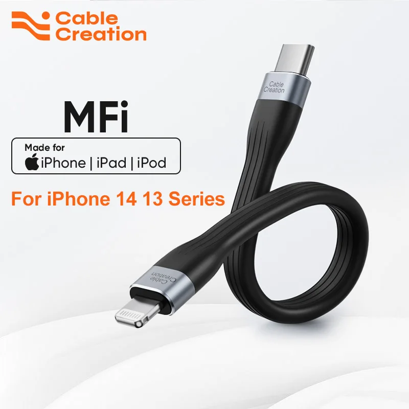 CableCreation MFi USB C to Lightning Cable PD fast Charging 18W  Short Type C Cable for iPhone 14 13 12 11 Pro Max iPad 15 cm