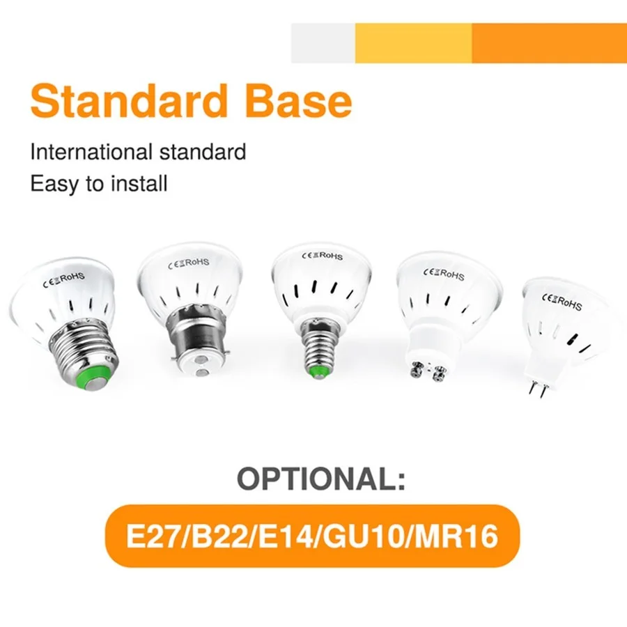 E27 LED GU10  Lamp E14 Spotlight Bulb 48 60 80leds lampara 220V GU 10 bombillas led MR16 gu5.3 Lampada Spot light B22