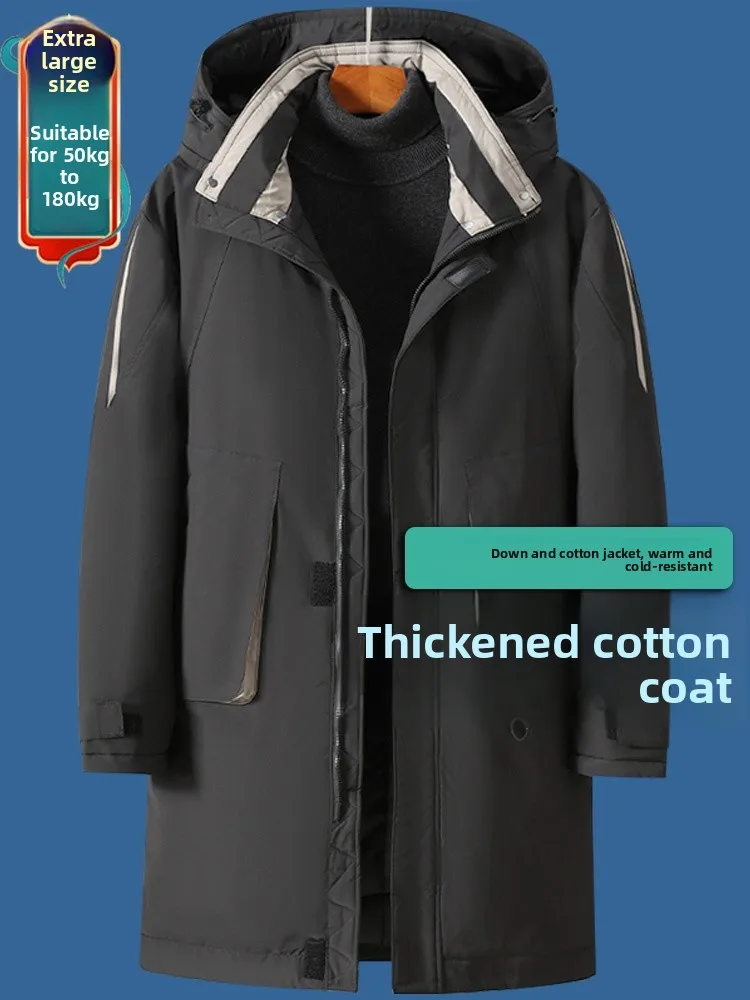 

plus Size Men's down Cotton Jaet Thiened Warm Faionable Winter Clothes Long Sve Zipper Closure Color Cleanfit