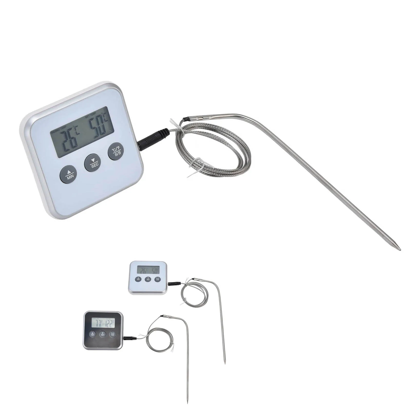 肉用温度計 3 ボタンデザイン 3 パルシングモード 操作が簡単な調理用温度計 プローブ付き 調理用 バーベキュー用 ベーキング用