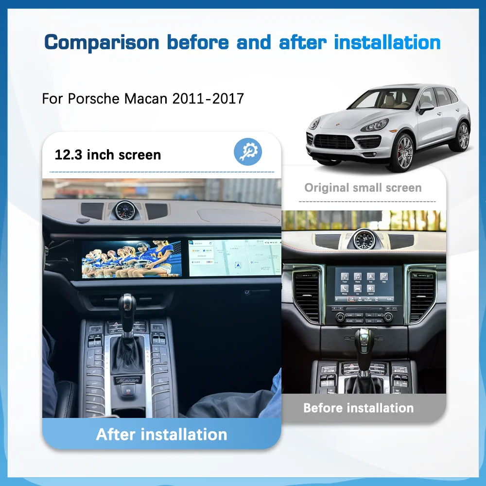 12.3Inch Dual screen Android 13 For Porsche Macan 2011-2017 Car Multimedia Video Player GPS Navigation Radio Carplay 4G Auto 360