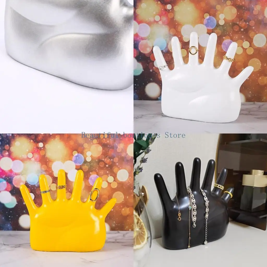 

U4LF Hand-Shaped Jewelry Rack Resin Bracelet Display Holder Rings Stand Bracelet Holder Rings Holder Resin Material for Girls