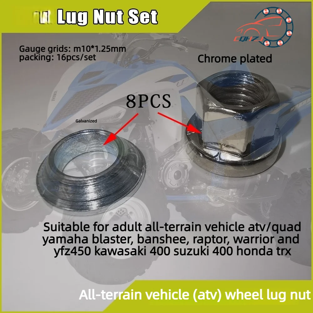 CQHZJ Motorcycle Lug Nut Set M10x1.25 Galvanizing Screw Bolt Kit For YAMAHA HONDA Kawasaki SUZUKI Polaris ATV UTV QUAD