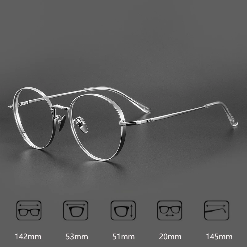 VCKA Vintage Round Pure Myopia Titanium Eyeglasses Frame Men Prescription Optical Glasses Women 2024 New Eyewear -0.50 to -10