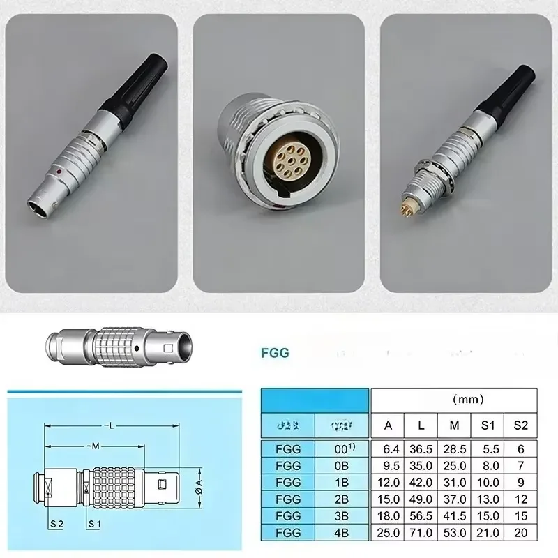 FGG REMO Compatible Push-pull Self-locking EGG Aviation Plug 00B 0B 1B 2B 3B Metal Connector 2/3/4/5/6/7/8 Pin Signal