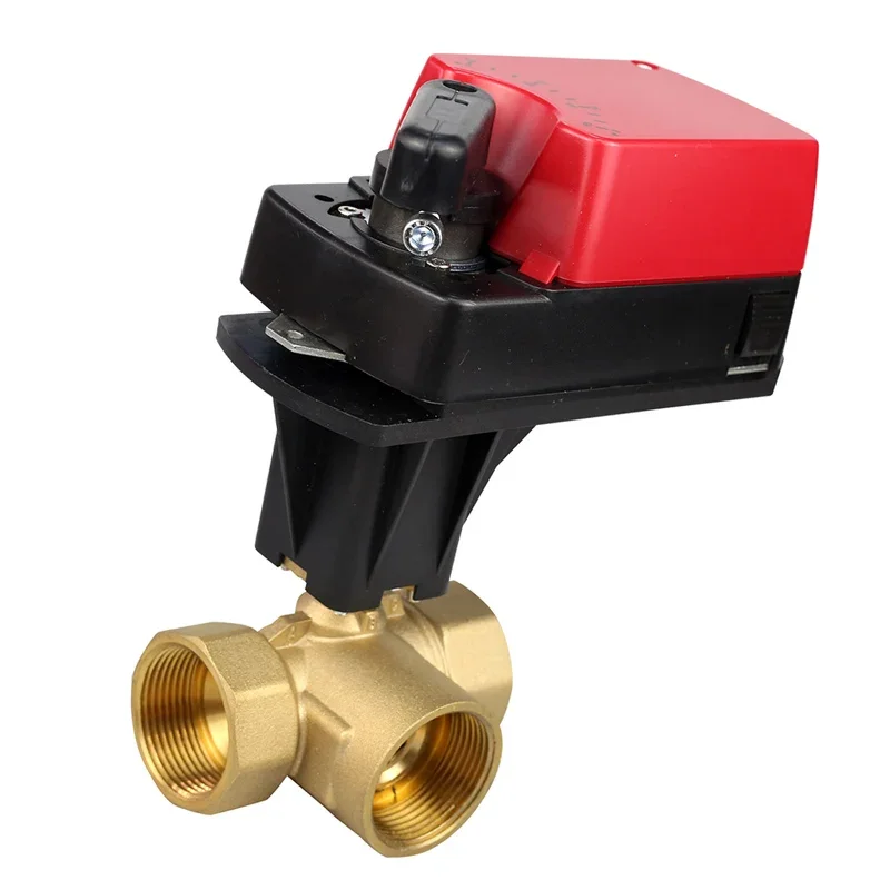 DN32 3 Way Electric Water Valve Control Pressure Motor Rotary Electric Actuator Ball Valve with 6Nm Damper Actuator