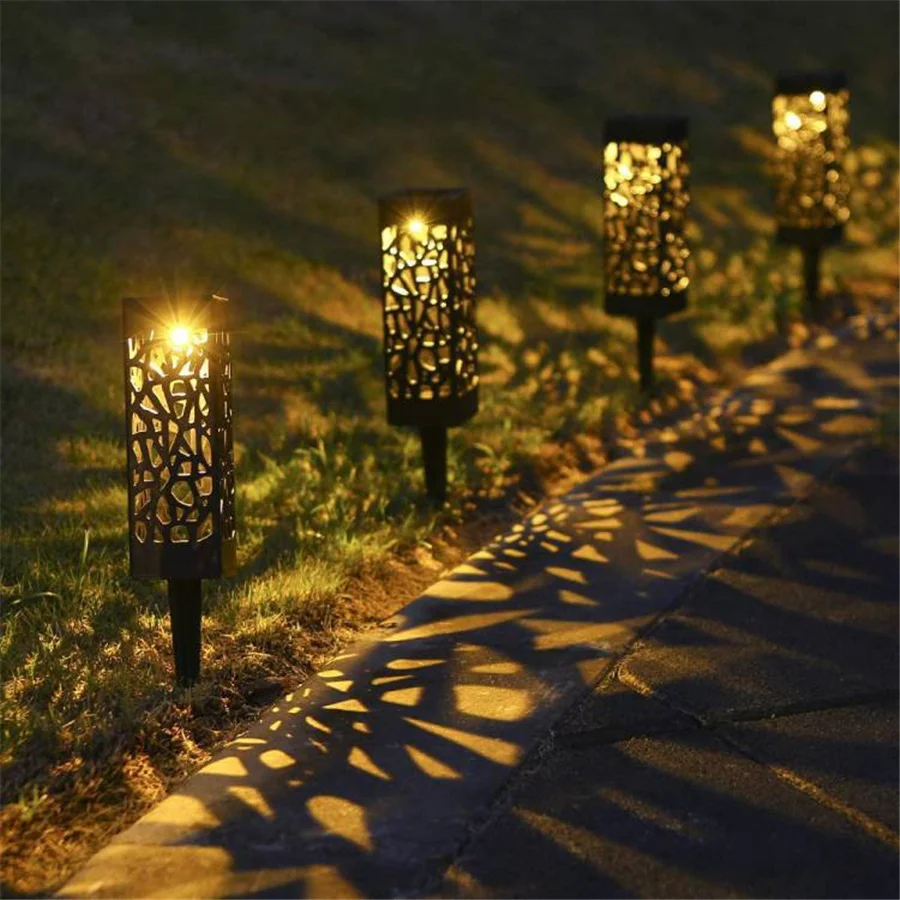 Solar Pathway Lights Outdoor Waterproof Lawn Lamps 1/2/4/6pcs LED Hollow Out Landscape Lights for Garden/Yard/Patio/Park Decor