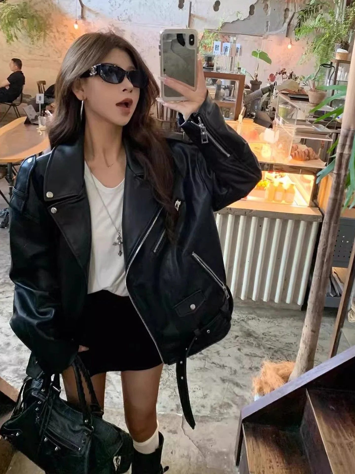 Retro American High Intelligence Leather Jacket Women's Loose Motorcycle Style Spring Autumn New Korean System Fashionable