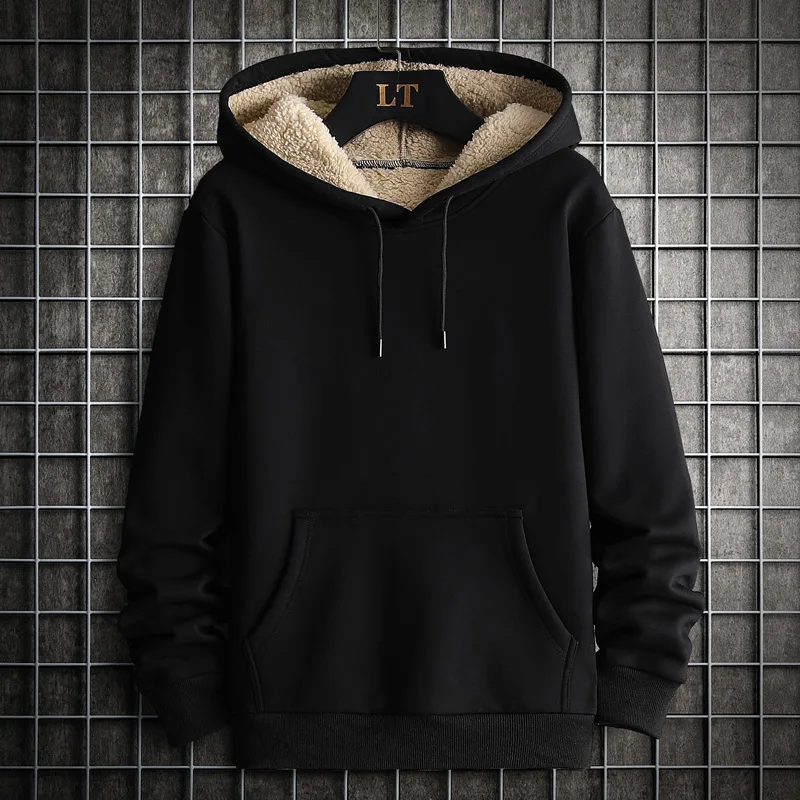 

Winter Cashmere Hooded Sweatshirt with Warm and Wind Resistant Design, Men's Long Sleeved Jacket, Daily Casual Sports Style Top