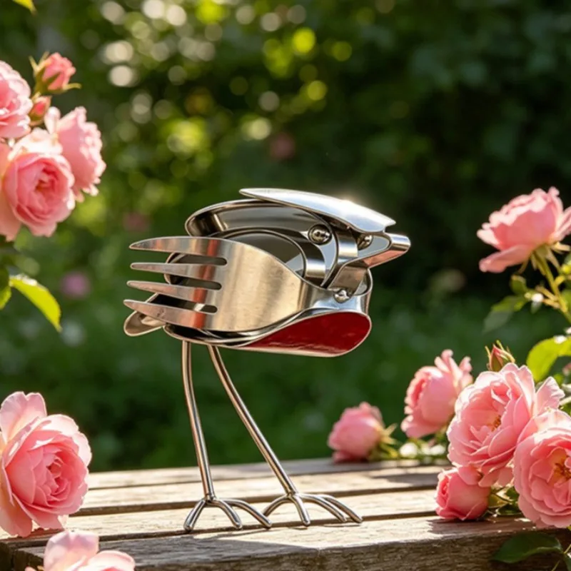 Scrap Metal Art Robin Sculpture Handmade Recycled Metal Bird Figurine Indoor Desktop Garden Decorative Metal Craft Ornament