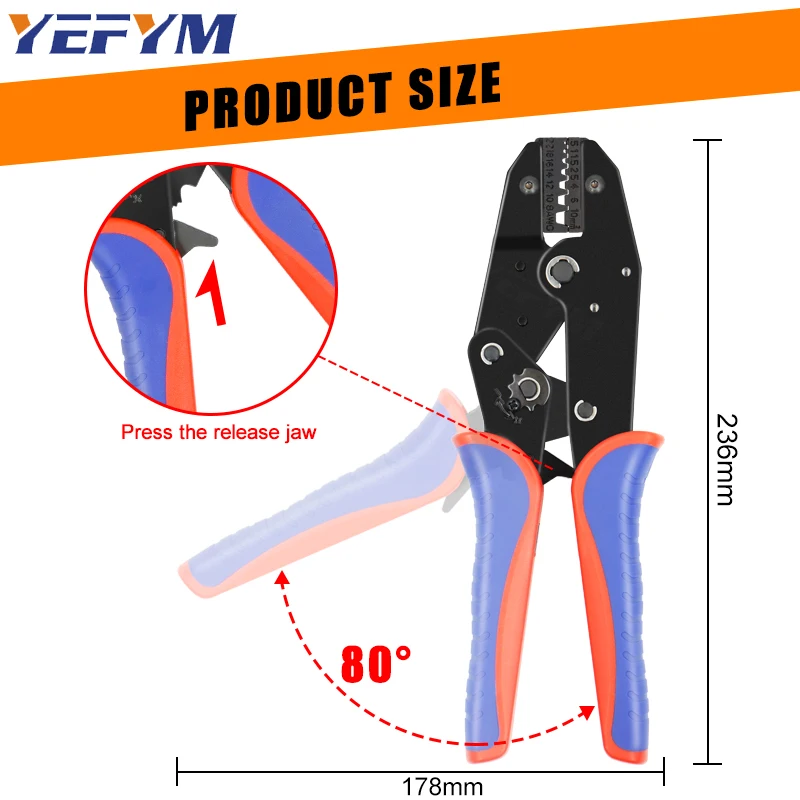 أدوات العقص لمحطات الطويق الأكمام وسلك تصعيد نهاية الحبل الدبوس YEFYM المكشكش كماشة YF-10WF/35WF/50WF #3