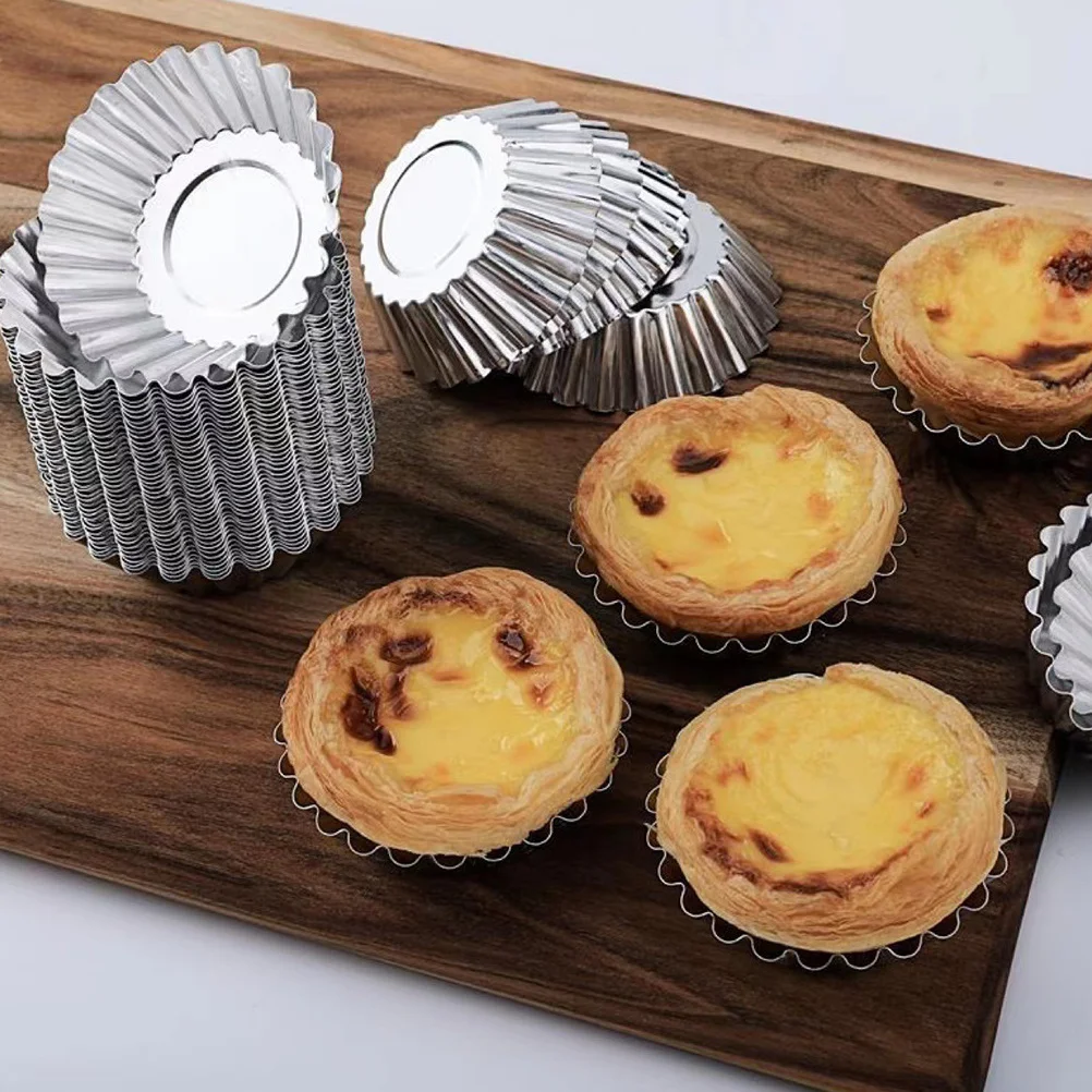 

20Pcs Aluminum Alloy Egg Tart Molds Mini Tart Baking Cups for Cupcakes Cookies Muffins Home Kitchen Use Cupcake Baking Molds