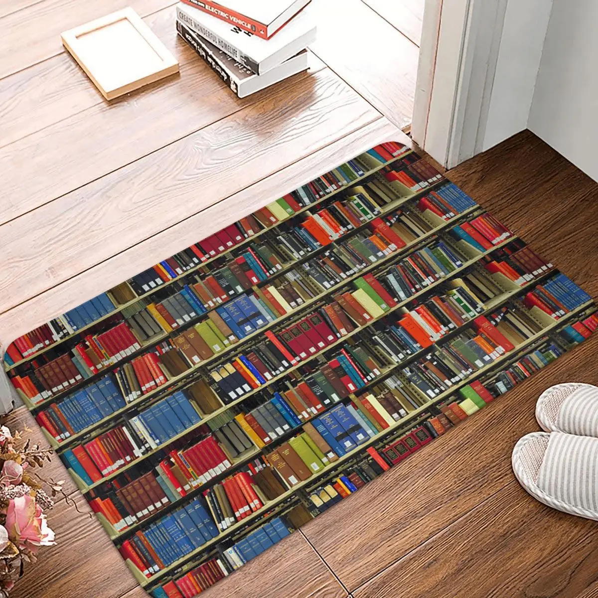 Education Library Book Doormat Kitchen Entrance Home Floor Mat Anti-slip Carpet Rug for Balcony Footpad Mats