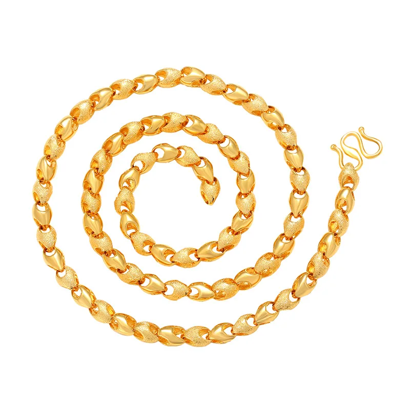 Neck Jewelry AU750 Boss Chain 9999 Real Gold Necklace Round Bead 18K chain Sleek Rock for men and women