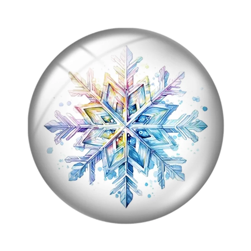 Winter snowflake 10pcs 12mm/16mm/18mm/25mm Round Photo Glass Cabochon Demo Flat Back Making findings