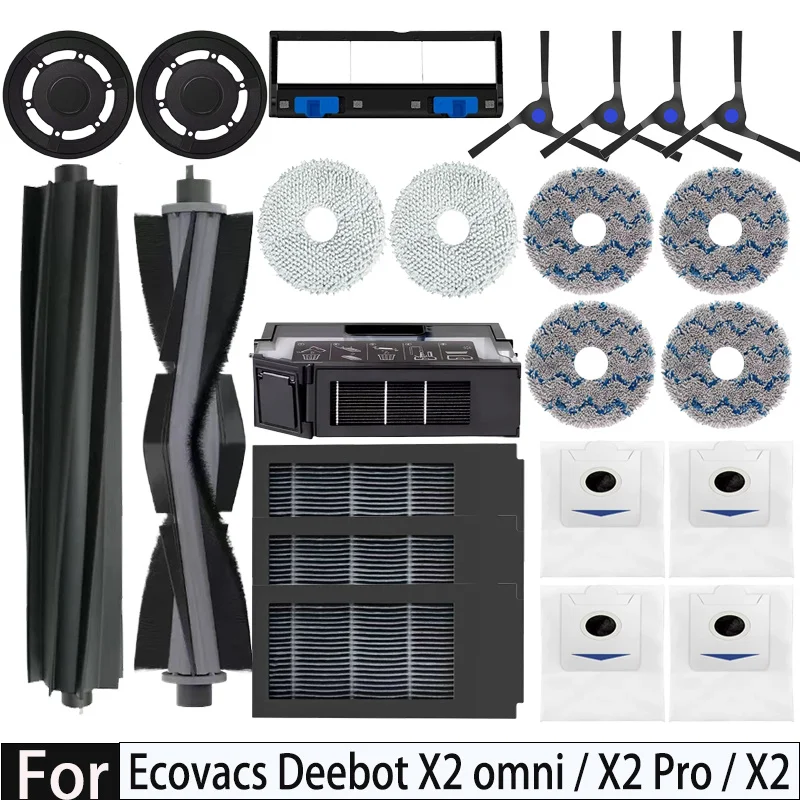 Для Ecovacs Deebot X2 Omni X2Pro X2 Робот-пылесос Аксессуары Ролик Боковая щетка Основный фильтр Hepa Детали пылесборника Для Ecovacs Deebot X2 Omni X2Pro X2 Робот-пылесос Аксессуары Ролик Боковая щетка Основный фильтр Hepa Детали пылесборника