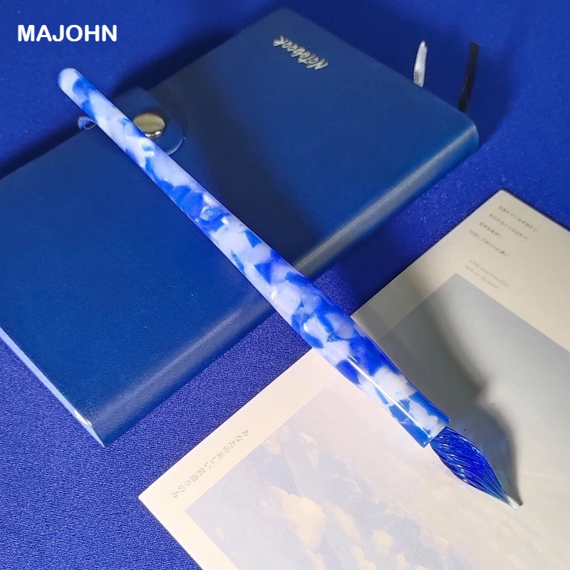 

MAJOHN N12 смоляная стеклянная ручка, чернильная ручка, наконечник ручной работы, перьевые ручки для письма, бизнес-школы, офисные принадлежности, канцелярские принадлежности