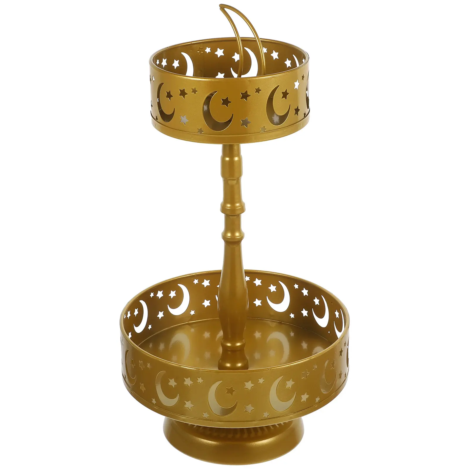 

Retro Style Double-Deck Dessert Stand Moon Pattern Cake Holder Fine Workmanship Durable for Various Occasions and Events