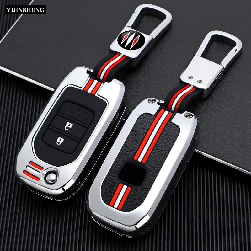 Zinc Alloy Style Car Key Cover Case Fob Holder For Honda Civic CR-V HR-V Accord Jade Crider Odyssey 2015- 2018 Remote Protector