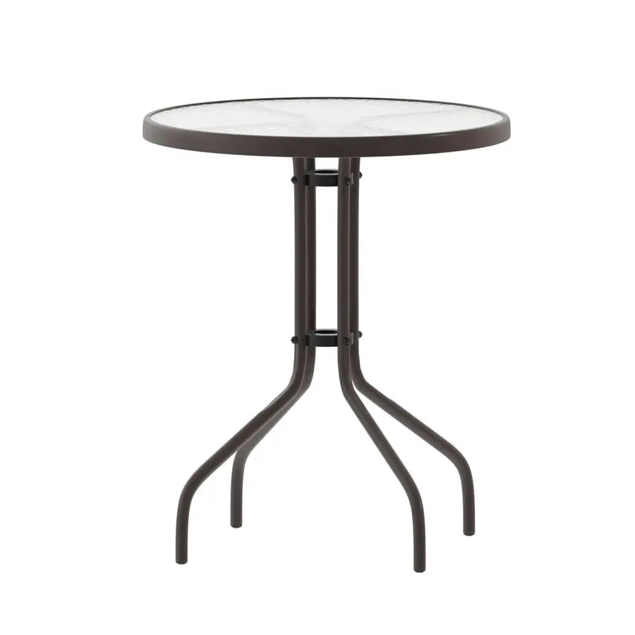 Bellamy 23.75 Round Tempered Glass Metal Table, Bronze