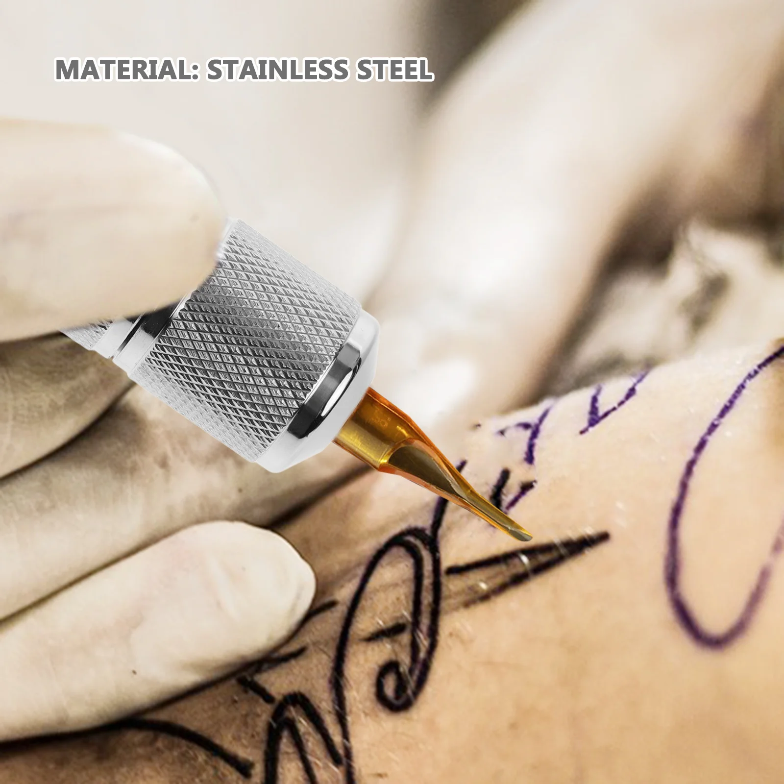 

Self Locking Tattoo Grips Stainless Steel 25Mm Handle Comfortable Firm Hold Wear Resistant Rustproof Grip for Most Tubes Art