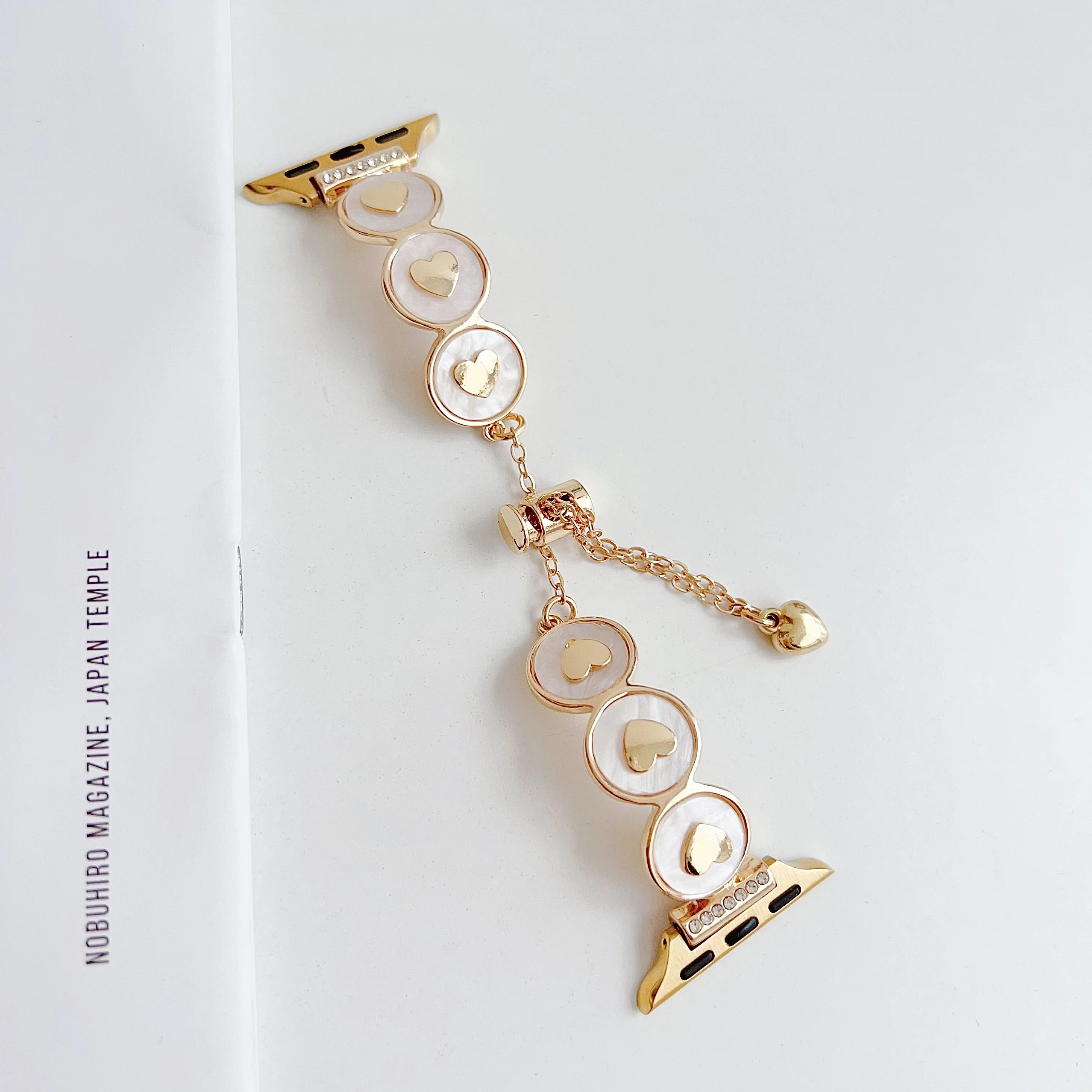 Metalowy pasek do paska do zegarka Apple trójwymiarowy łańcuszek do bransoletki miłosnej z Iwatch9876SE Ultra40 41 44 45mm damski rozciągliwy nadgarstek