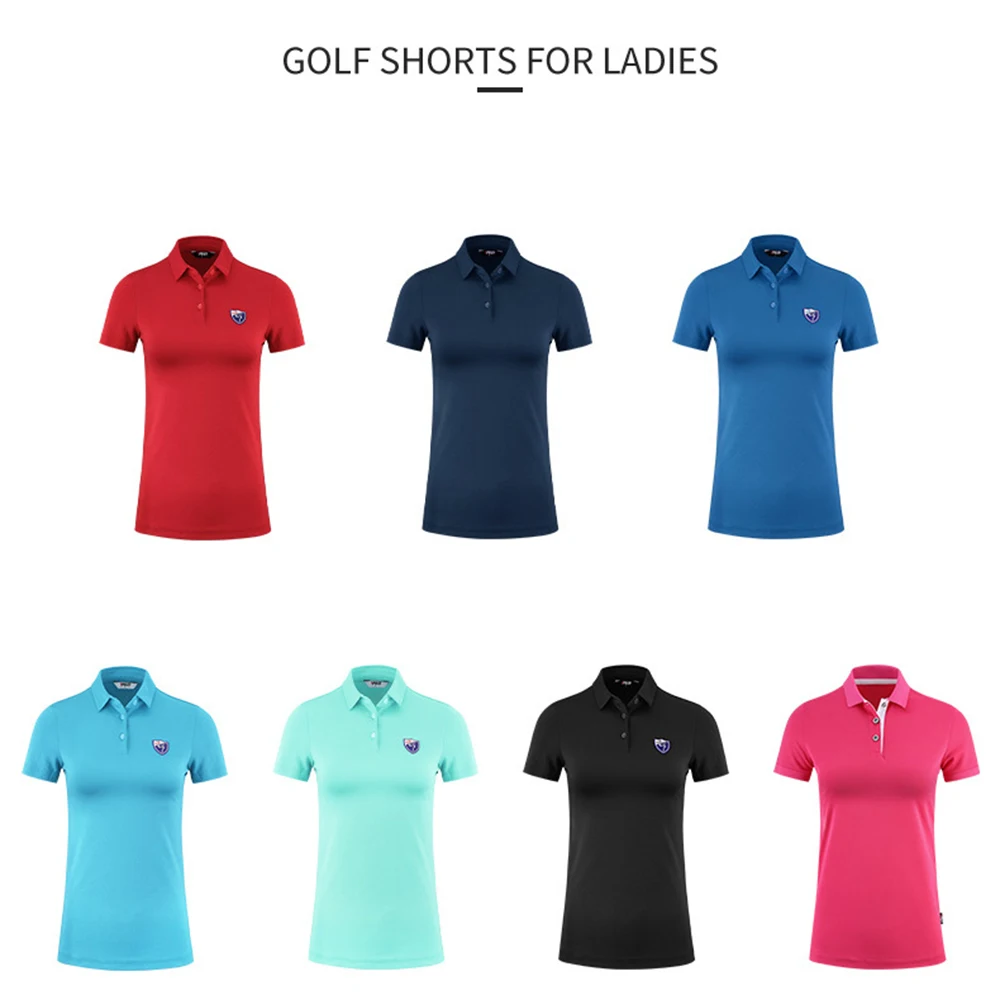 PGM Summer Golf Shirts Ladies Short-Sleeved T Shirt Sports Slim Clothes Women Quick-Dry Breathable Golf Tennis Clothing YF442