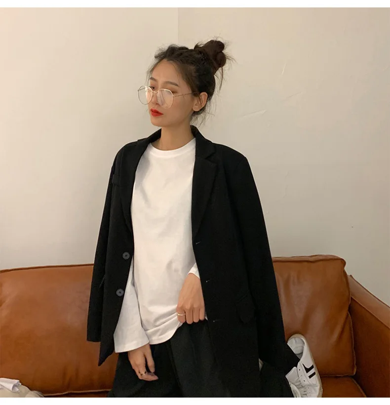 تي شيرت نسائي طويل الأكمام ملابس علوية قطنية غير رسمية كبيرة الحجم فضفاضة تناسب أنيقة ريترو قابلة للتنفس قماش مريح وبسيط للخريف #5