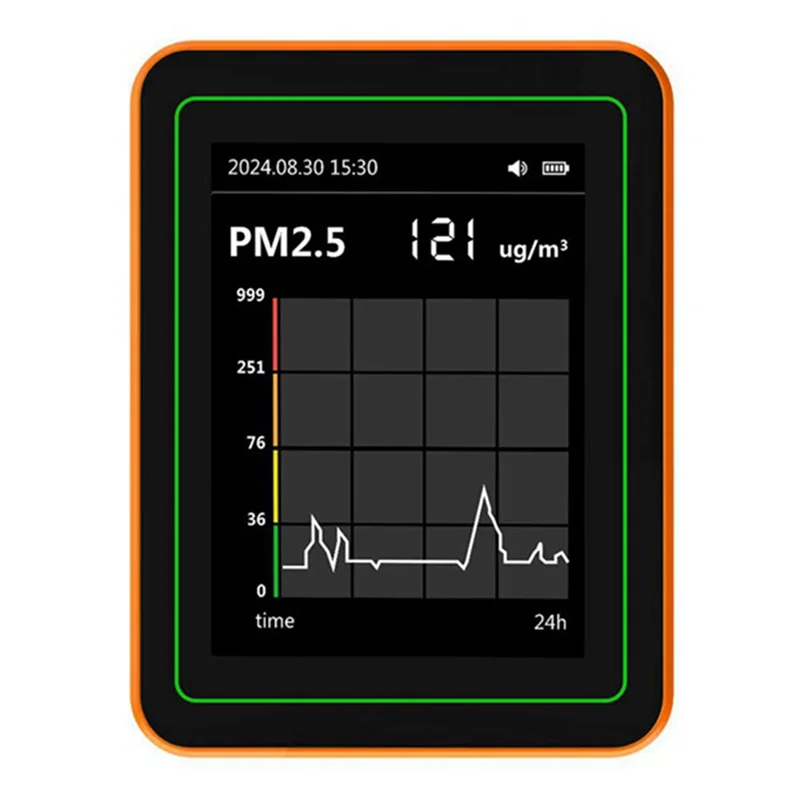 B03B-12 في 1 مراقبة جودة الهواء مقياس درجة الحرارة والرطوبة CO/CO2/HCHO/TVOC/AQI/PM2.5/PM10 للمنزل والمكتب أو المدرسة باللون الأسود