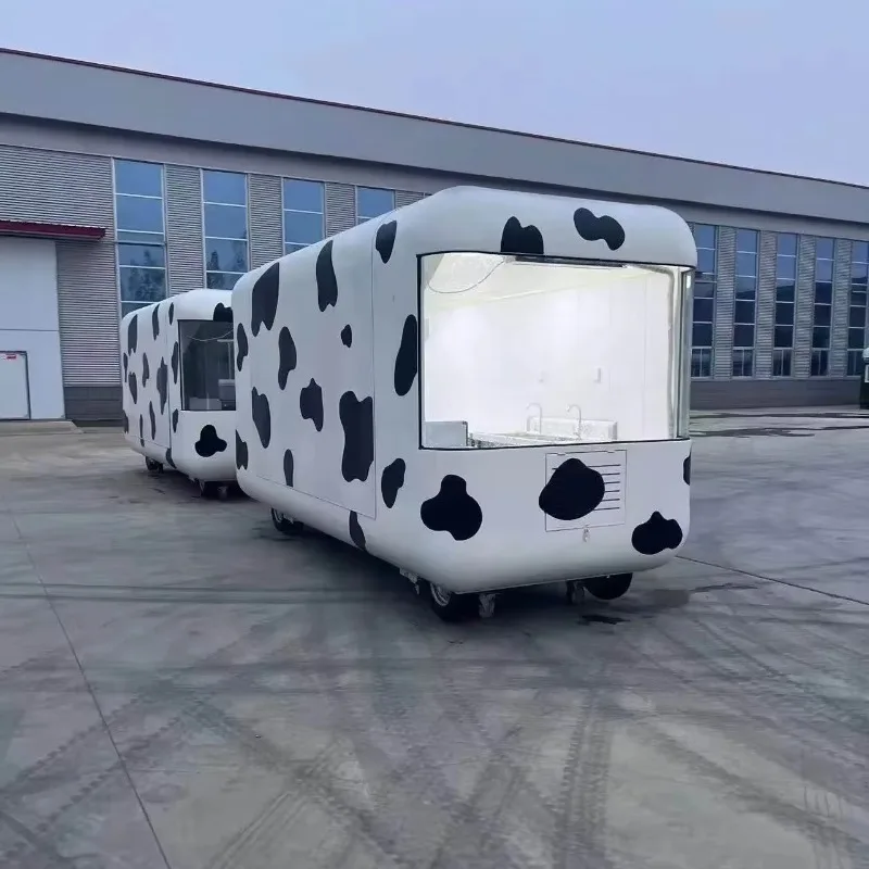 Vintage Mobile Food Truck Trailer Full Kitchen Freezer Rust Resistant 2 Year Warranty for BBQ Bubble Tea Snack Catering