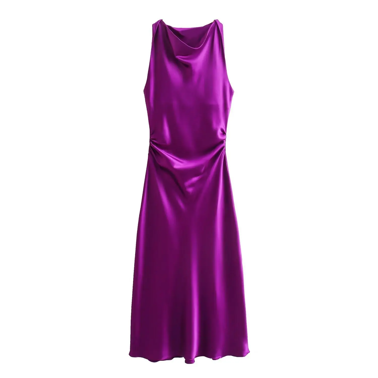 New neck hanging silk texture slim fitting temperament elegant jumpsuit long skirt