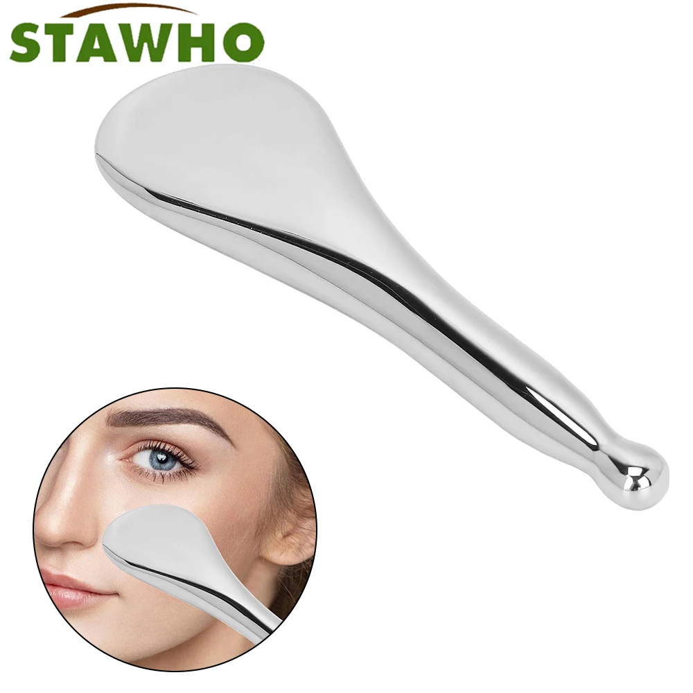 1PCS Gua Sha Facial Tools Stainless Steel,Metal GuaSha Tool for Face, Neck, Body Lymphatic Drainage Massager Natural Skin Care