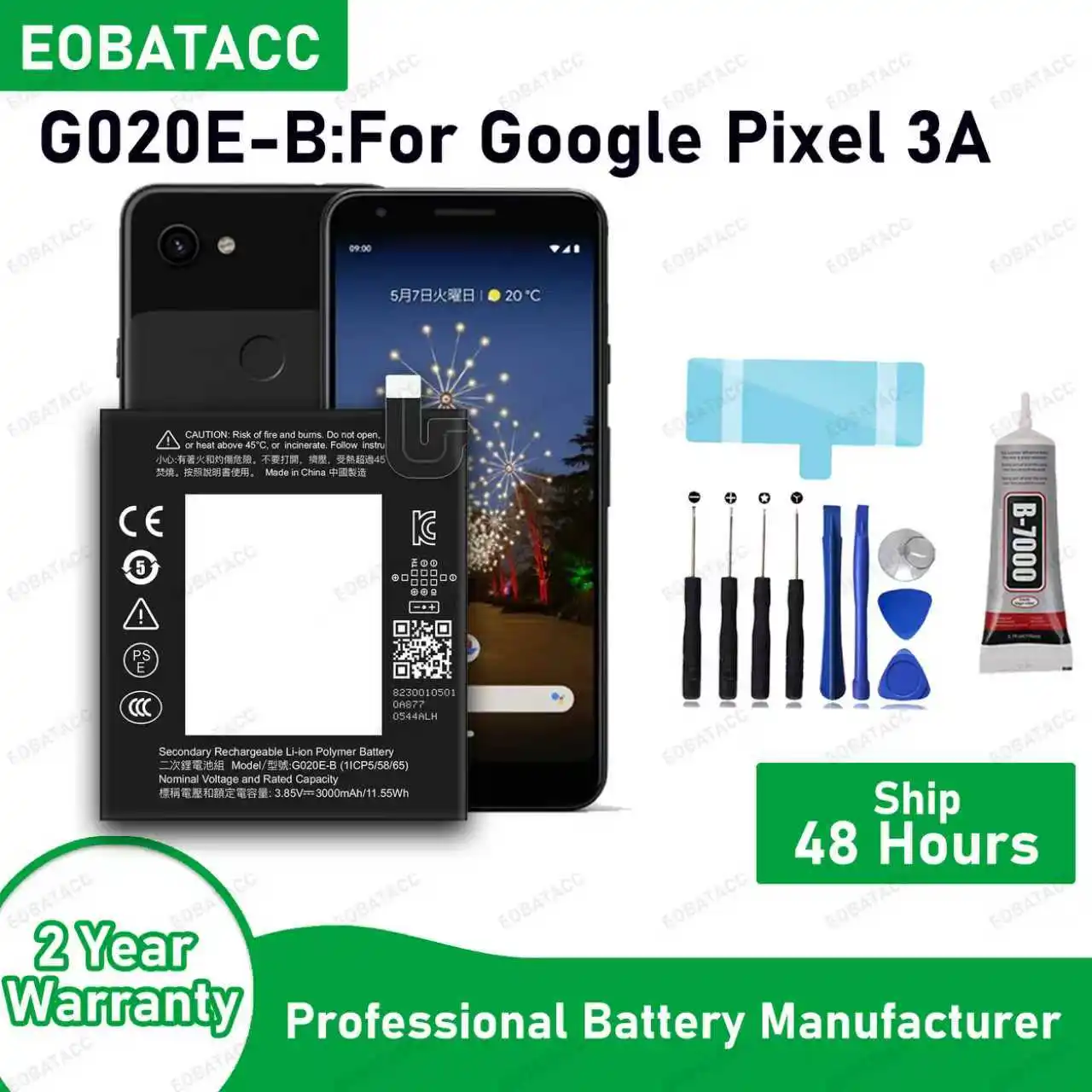 

100% новый высококачественный сменный аккумулятор G020E-B 3000 мАч для Google Pixel 3A, аккумуляторы для мобильных телефонов + бесплатные инструменты