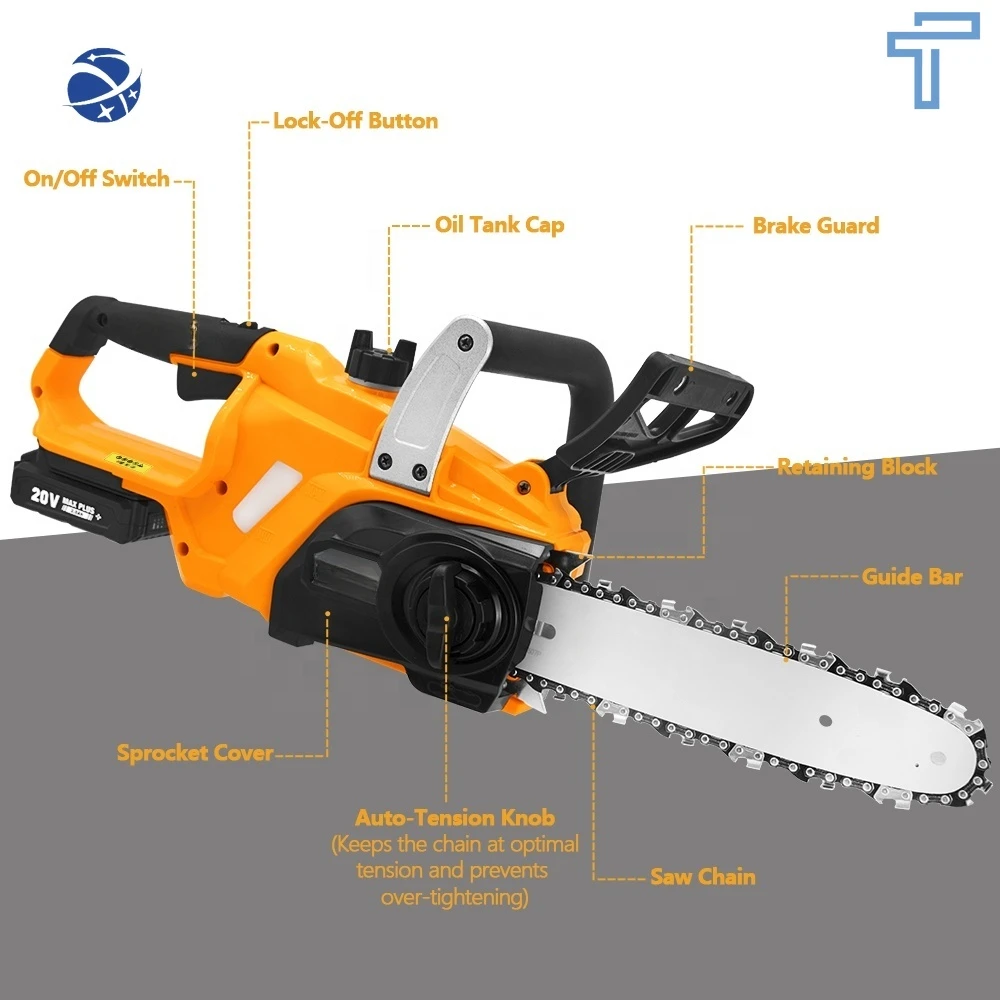 Original brand new！.WORK·SITE Customized 20V Brushless Chain Saw Tree Steel Wood Cutting Power Saws Battery Professional Cordles