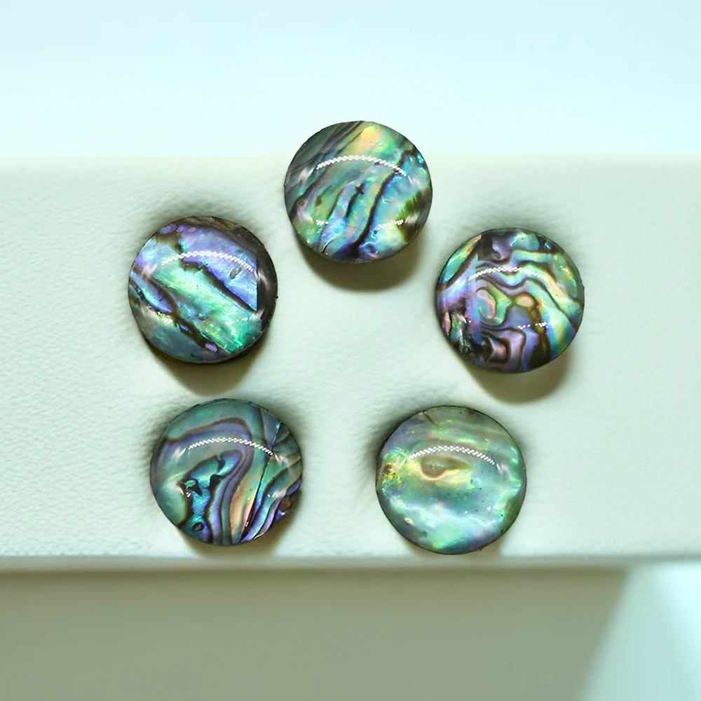 Nature Abalone Shell Beads Cabochons Round Disc Mother of Pearl Shell No Hole Beads for Jewelry Making DIY Ring Necklace Earring